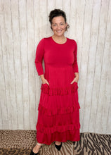 Misty Ruffle Tiered Dress- Red