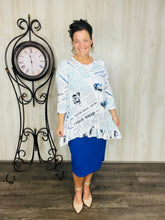 Samantha Ruffle High Low Tunic-Newspaper Print