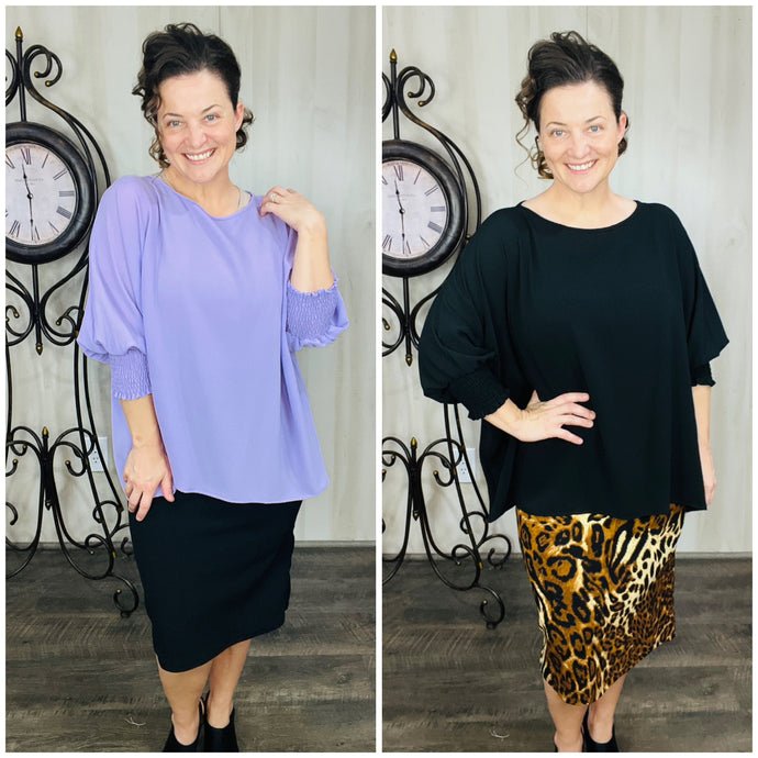 Heather Loose Fit Blouse- Black or Lavender
