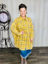 Yellow Plaid Button Front Blouse