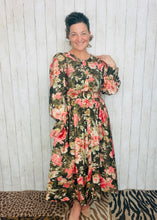 Jessica Green & Floral Belted Dress
