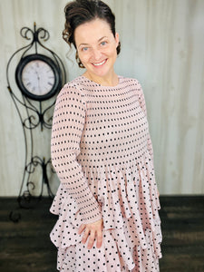 Georgia Polkadot Dress- Pink, Olive, or Black
