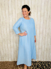 Hannah Square Neck Textured Midi Dress- Powder Blue