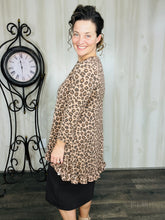 Samantha Ruffle High Low Tunic-Ribbed Mocha Animal Print