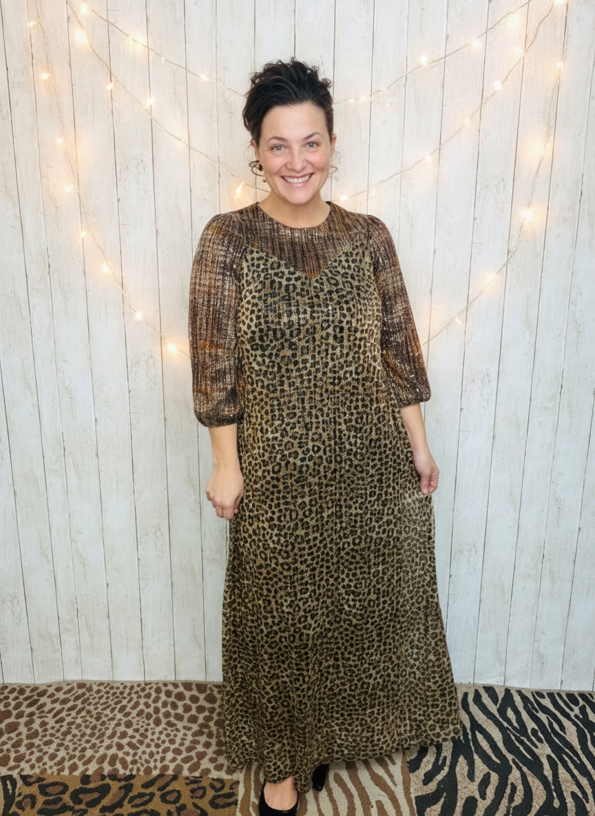 Leopard & Plaid Sequin Dress