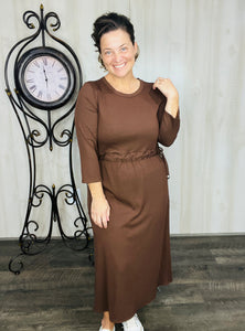 Ribbed Lounge Dress- Chocolate Brown