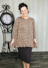 Samantha Ruffle High Low Tunic-Ribbed Mocha Animal Print