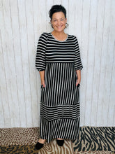 Lillian Striped Dress- Black