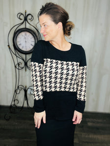 Tan Houndstooth Top