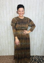 Animal Print & Sequins Belted Dress