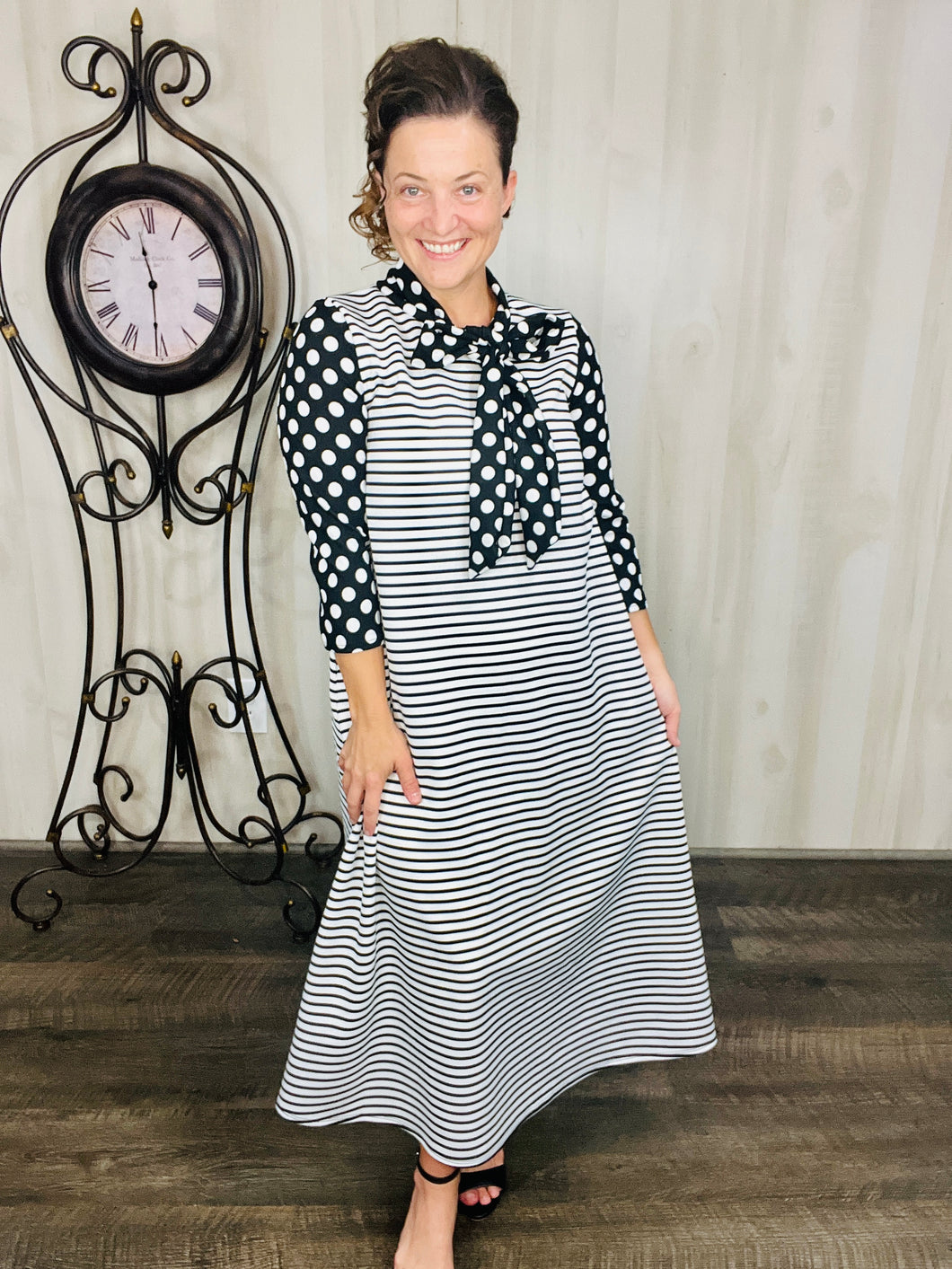 Brenda Bow Stripes & Polkadot Dress