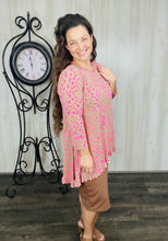 Samantha Ruffle High Low Tunic-Pink & Leopard
