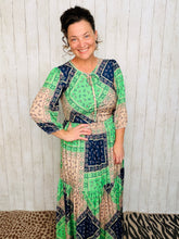 Mallory Green & Navy Patchwork Dress