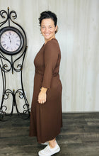 Ribbed Lounge Dress- Chocolate Brown