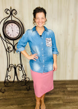 Miss Amy Thicker Fabric Pencil Skirt- (Regular & Plus) Mauve (27"-29" Length)