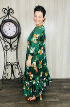 Michella High Low Dress-Green Floral