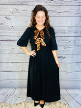 Sonja Leopard Bow Dress- Black