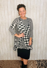 Cynthia Ruffle High Low Tunic-Houndstooth