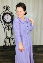 Lavender Honeycomb Buttons & Collar Dress
