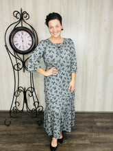 Rena Charcoal & Ditsy Floral Print Dress