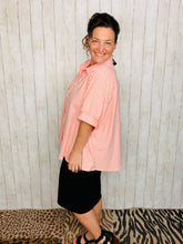 Rylee Coral & White Striped Top