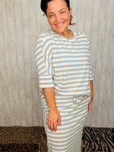 Marissa Ribbed Skirt- Blue Striped
