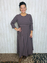 Everyday Style Dress- Brown & Pink Stripes
