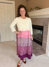 Misty Ruffle Tiered Dress-Cream & Berry