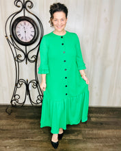 Teresa Button Front Dress-Green