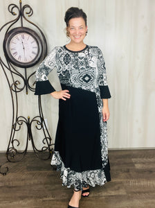 Raquel Black & Paisley Print Dress