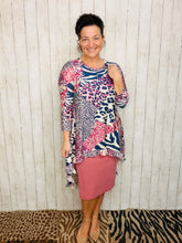 Dramatic High-Low Tunic -Mixed Animal Prints