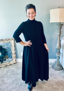 Jaqueline Vintage & Textured Dress- Black