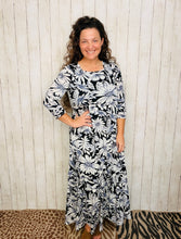 Hannah Tiered Square Neck Dress- Black & Lavender