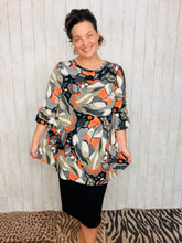 Gray & Orange Leaf Tunic