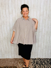 Rylee Mocha & White Striped Top