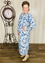 Winter Vibes Sweatshirt Hoodie Dress- Blue Camo