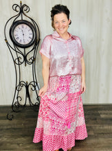 Metallic Short Sleeve Buttons Shirt-Pink or Rose Red