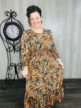 Rhonda Smocking Waist Dress- Colorful Leaf