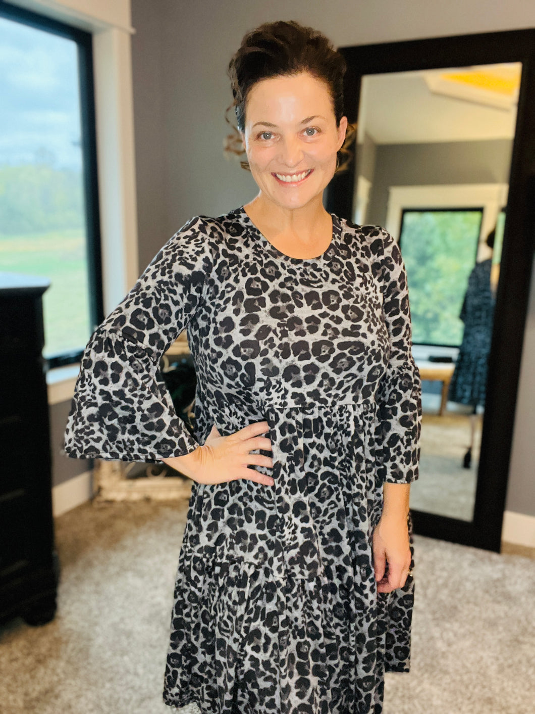 Feminine & Fabulous Gray Animal Print Tunic