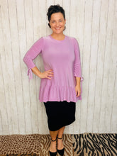Jenny Ruffle High Low Tunic-Mauve/Lavender