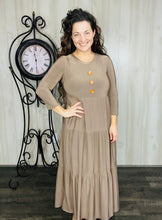 Tonya & Wood Button Dress- Toffee