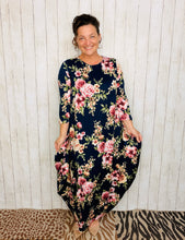 Navy & Floral Parachute/Bubble Dress