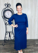 Ribbed Lounge Dress- Navy