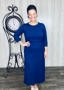 Ribbed Lounge Dress- Navy