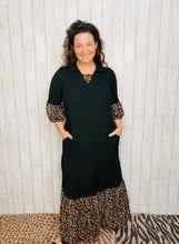 Black & Leopard Textured Dress