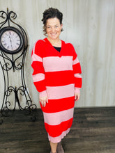 Red Meets Pink Ribbed Knit Dress