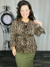 Lillian Bow Front Tunic Top- Leopard Print