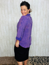Mineral Washed Button Front Top- Violet