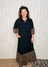 Black & Leopard Textured Dress