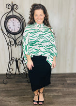 Ivory & Green Zebra Print Top